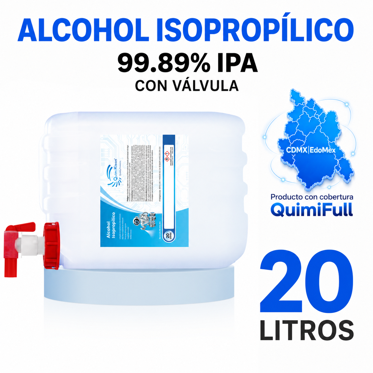 Alcohol Isopropílico 20 Litros Con Válvula Envío Gratis CDMX y EdoMex* | Quimiklean