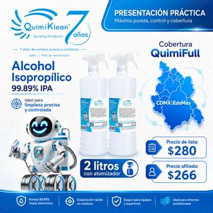 Alcohol Isopropílico 2 Litros c/atomizador Envío Gratis CDMX y EdoMex* | Quimiklean