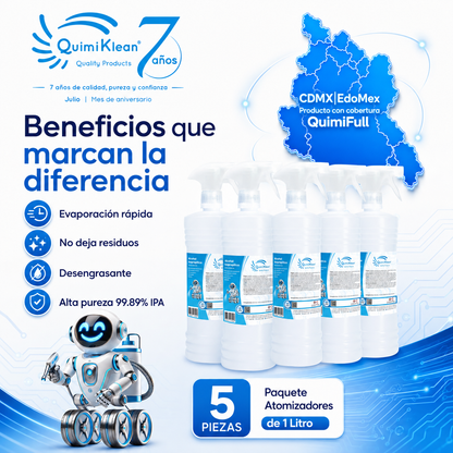 Alcohol Isopropílico 5 Litros c/atomizador Envío Gratis CDMX y EdoMex* | Quimiklean