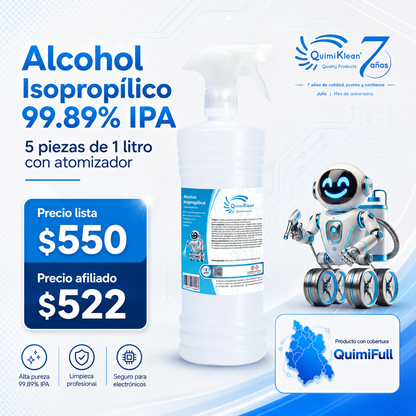 Alcohol Isopropílico 5 Litros c/atomizador Envío Gratis CDMX y EdoMex* | Quimiklean