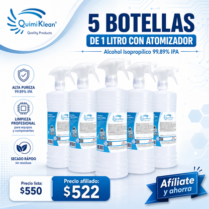 Alcohol Isopropílico 5 Litros c/atomizador Envío Gratis CDMX y EdoMex* | Quimiklean