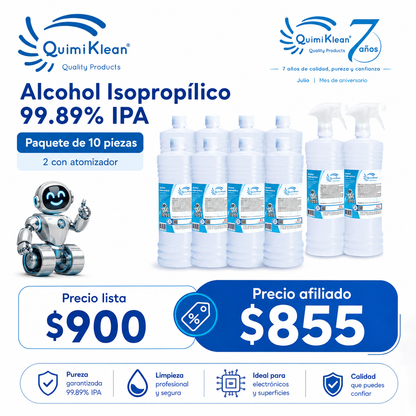 Alcohol Isopropílico 10 Litros con 2 atomizadores Envío Gratis CDMX y EdoMex* | Quimiklean