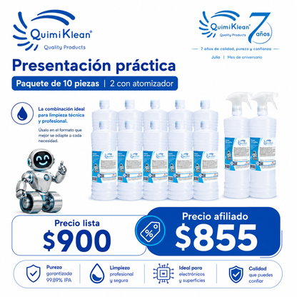 Alcohol Isopropílico 10 Litros con 2 atomizadores Envío Gratis CDMX y EdoMex* | Quimiklean