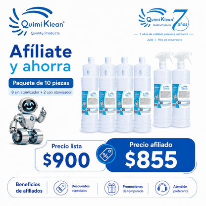 Alcohol Isopropílico 10 Litros con 2 atomizadores Envío Gratis CDMX y EdoMex* | Quimiklean