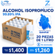 Alcohol Isopropílico 20 piezas de 1 Litro Envío Gratis CDMX y EdoMex* | Quimiklean