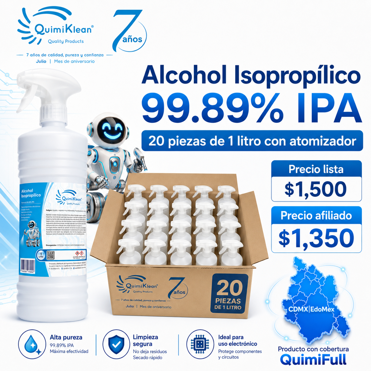 Alcohol Isopropílico 20 Litros con atomizadores Envío Gratis CDMX y EdoMex* | Quimiklean