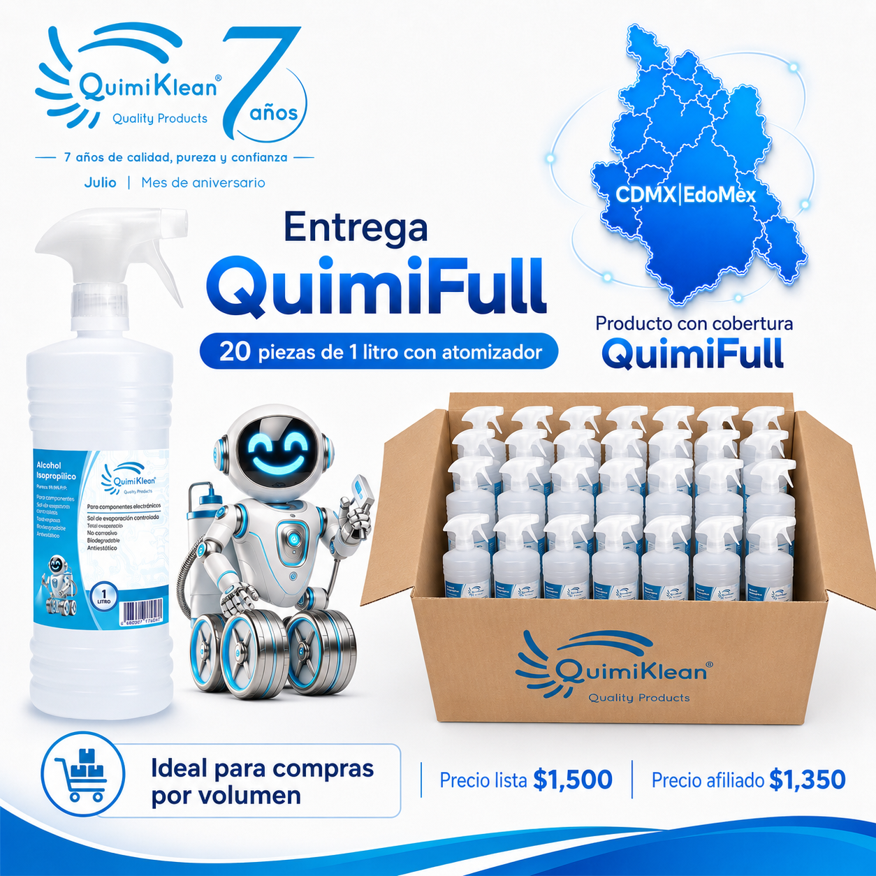 Alcohol Isopropílico 20 Litros con atomizadores Envío Gratis CDMX y EdoMex* | Quimiklean