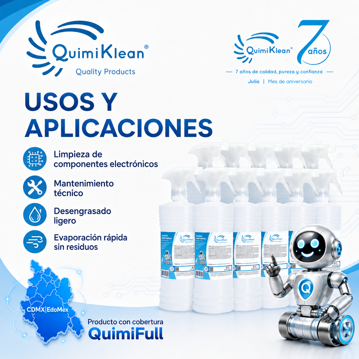 Alcohol Isopropílico 10 piezas de 1 Litro con atomizador Envío Gratis CDMX y EdoMex* | Quimiklean