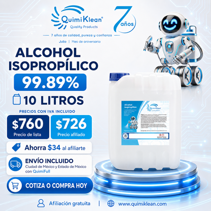 Alcohol Isopropílico 10 Litros Envío Gratis CDMX y EdoMex* | Quimiklean