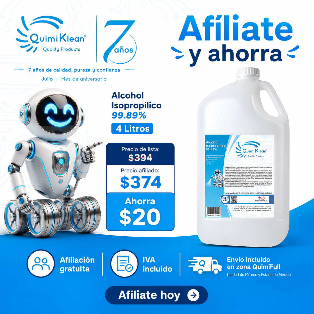 Alcohol Isopropílico 4 Litros Envío Gratis CDMX y EdoMex* | Quimiklean