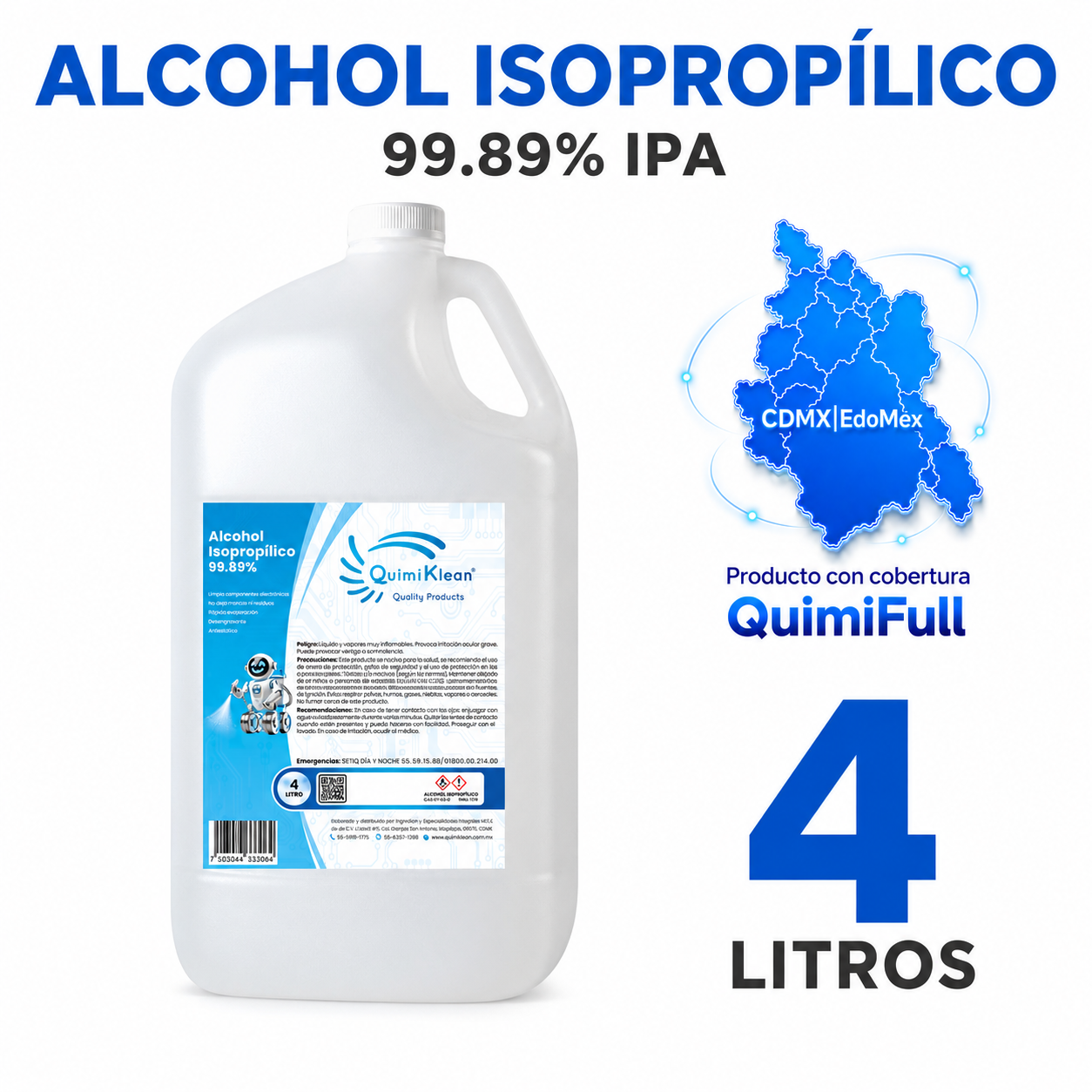 Alcohol Isopropílico 4 Litros Envío Gratis CDMX y EdoMex* | Quimiklean