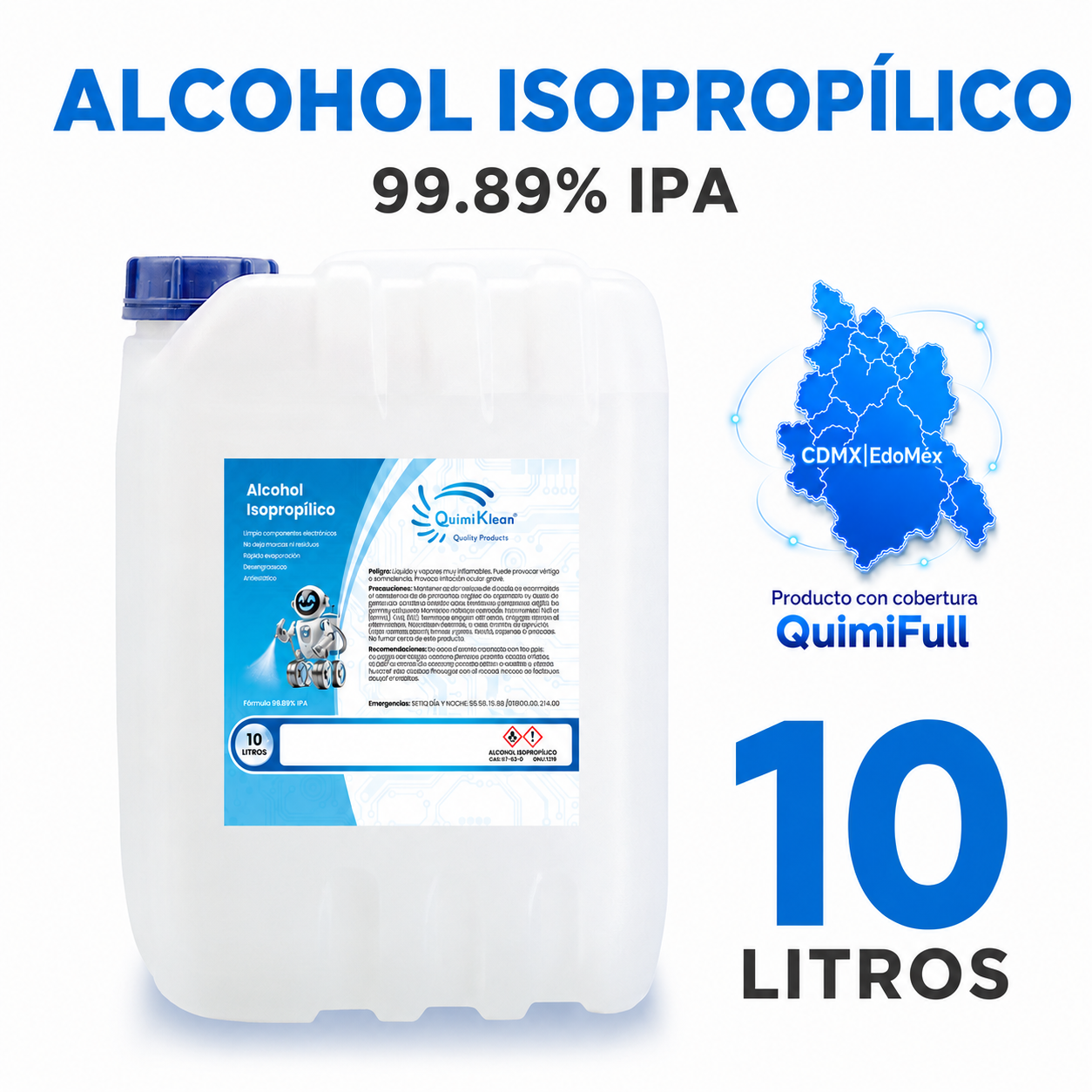 Alcohol Isopropílico 10 Litros Envío Gratis CDMX y EdoMex* | Quimiklean