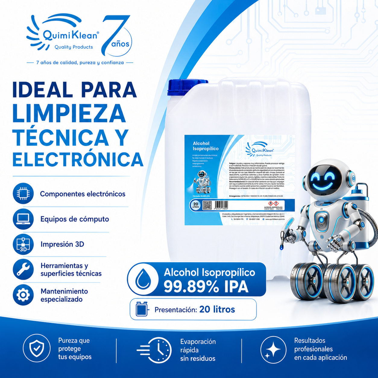 Alcohol Isopropílico 20 Litros Envío Gratis CDMX y EdoMex* | Quimiklean