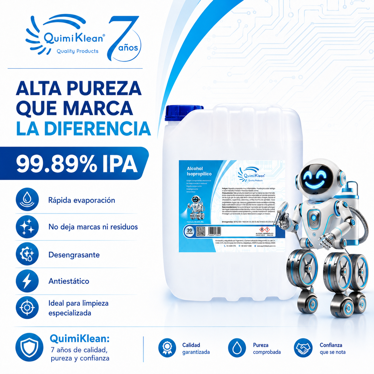 Alcohol Isopropílico 20 Litros Envío Gratis CDMX y EdoMex* | Quimiklean