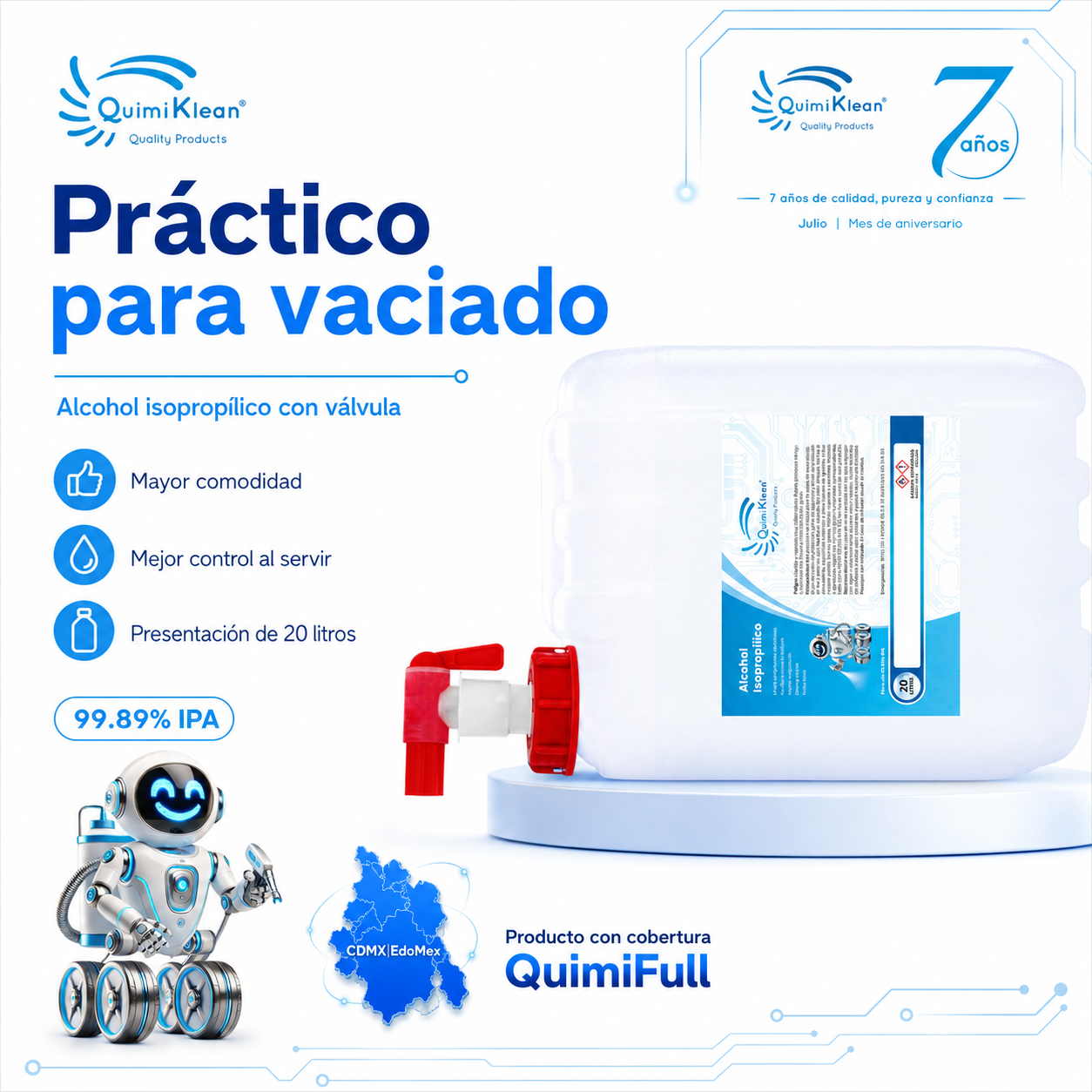 Alcohol Isopropílico 20 Litros Con Válvula Envío Gratis CDMX y EdoMex* | Quimiklean