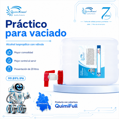 Alcohol Isopropílico 20 Litros Con Válvula Envío Gratis CDMX y EdoMex* | Quimiklean
