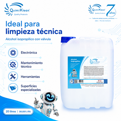 Alcohol Isopropílico 20 Litros Con Válvula Envío Gratis CDMX y EdoMex* | Quimiklean