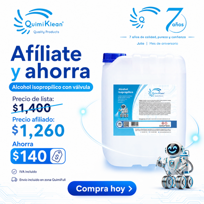 Alcohol Isopropílico 20 Litros Con Válvula Envío Gratis CDMX y EdoMex* | Quimiklean