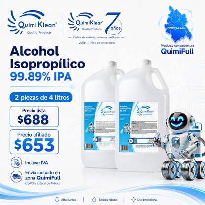 Alcohol Isopropílico 8 Litros Envío Gratis CDMX y EdoMex* | Quimiklean