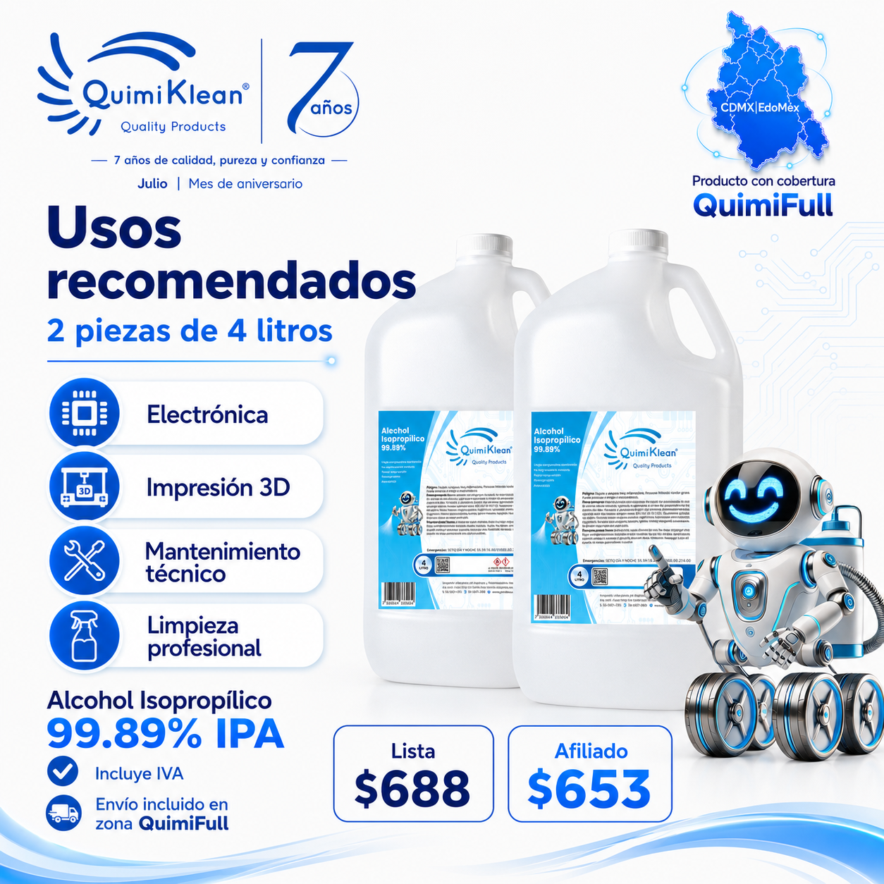 Alcohol Isopropílico 8 Litros Envío Gratis CDMX y EdoMex* | Quimiklean