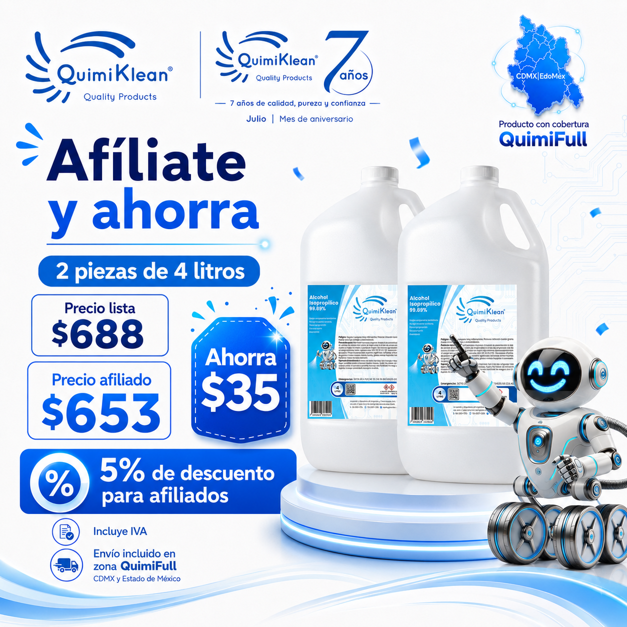 Alcohol Isopropílico 8 Litros Envío Gratis CDMX y EdoMex* | Quimiklean