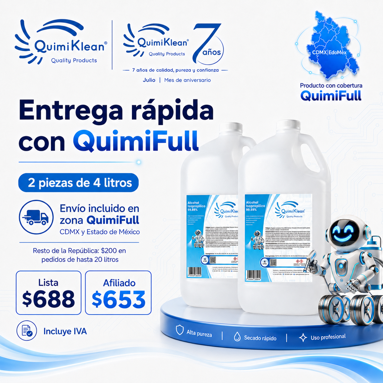 Alcohol Isopropílico 8 Litros Envío Gratis CDMX y EdoMex* | Quimiklean