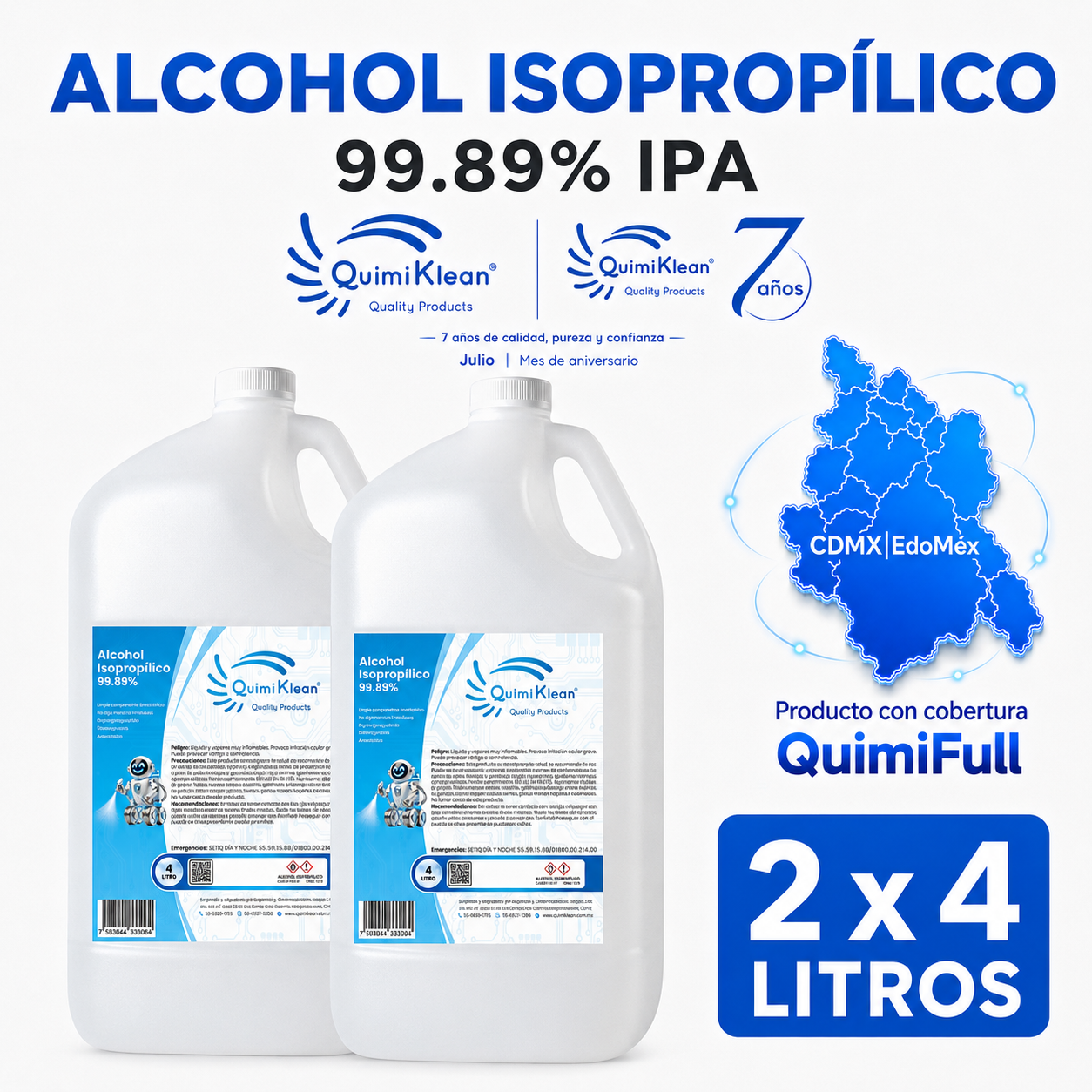 Alcohol Isopropílico 8 Litros Envío Gratis CDMX y EdoMex* | Quimiklean