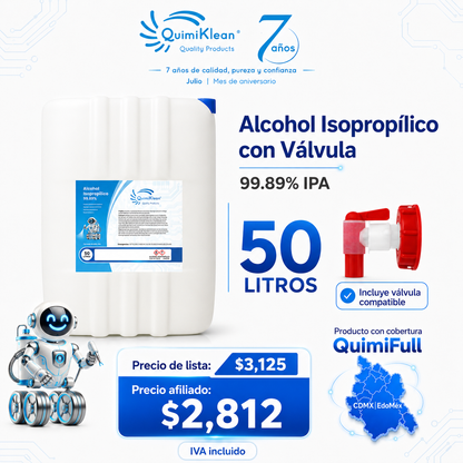 Alcohol Isopropílico 50 Litros Con Válvula Envío Gratis CDMX y EdoMex* | Quimiklean
