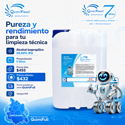 Alcohol Isopropílico 5 Litros Envío Gratis CDMX y EdoMex* | Quimiklean