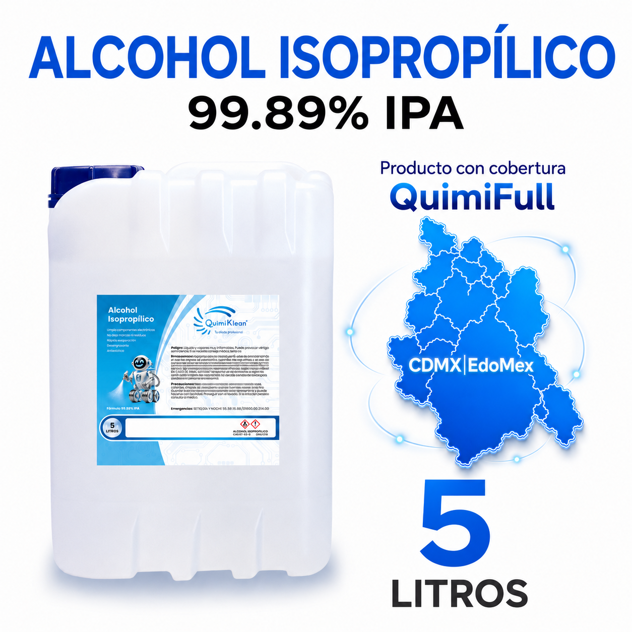 Alcohol Isopropílico 5 Litros Envío Gratis CDMX y EdoMex* | Quimiklean