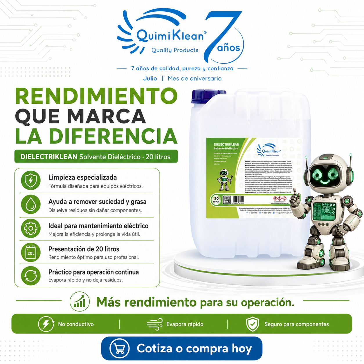 Solvente Dieléctrico Dielectriklean 20 Litros Envío Gratis CDMX y EdoMex* | Quimiklean