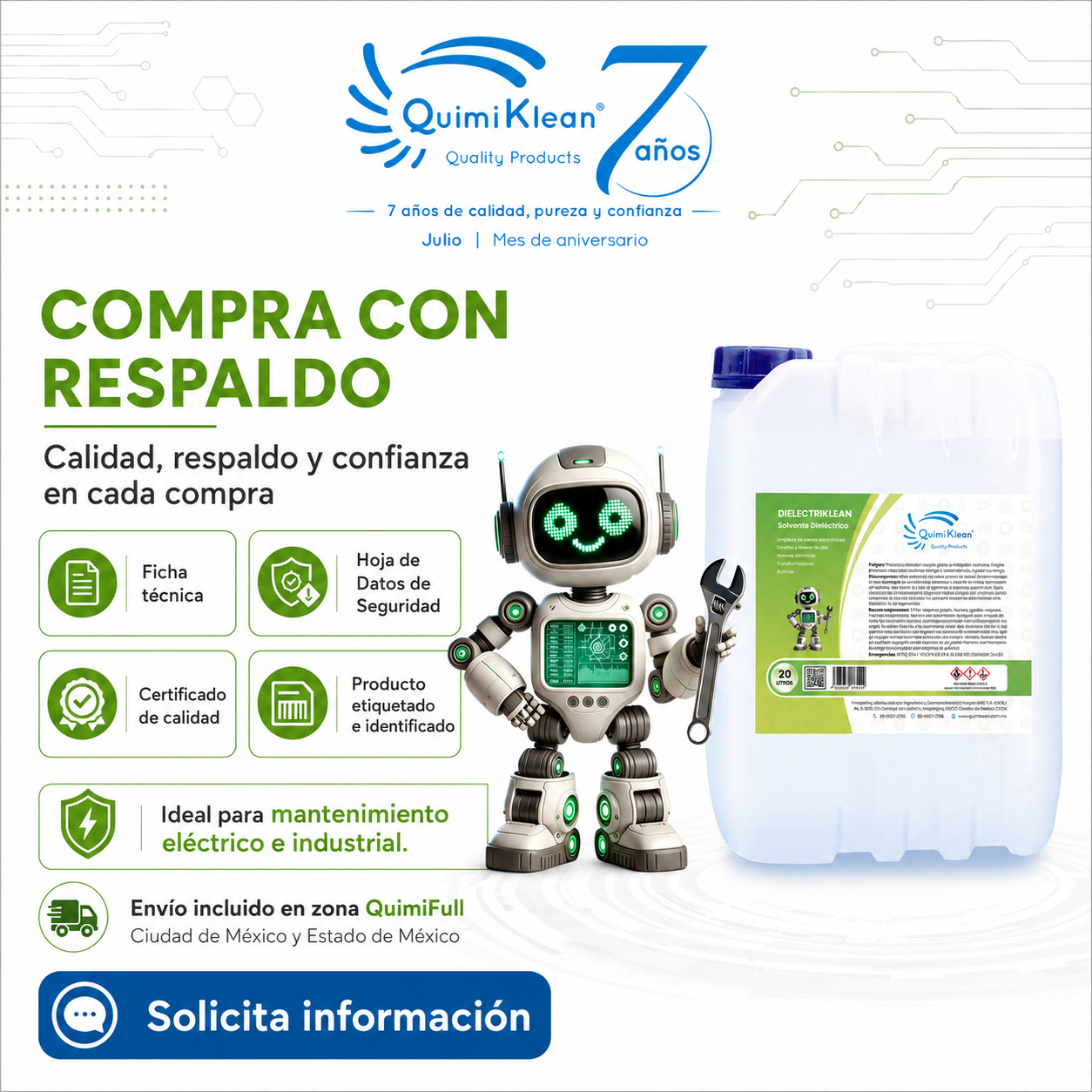 Solvente Dieléctrico Dielectriklean 20 Litros Envío Gratis CDMX y EdoMex* | Quimiklean