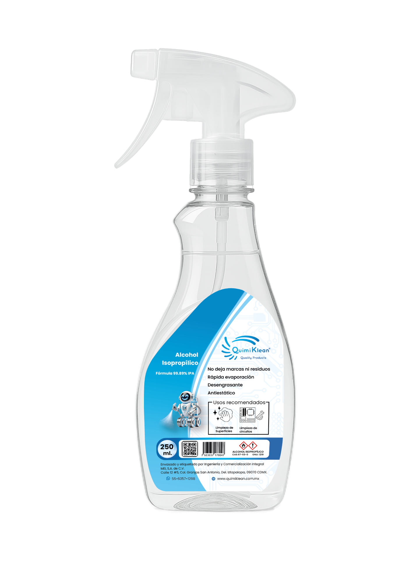 Alcohol Isopropílico 250 ml con atomizador