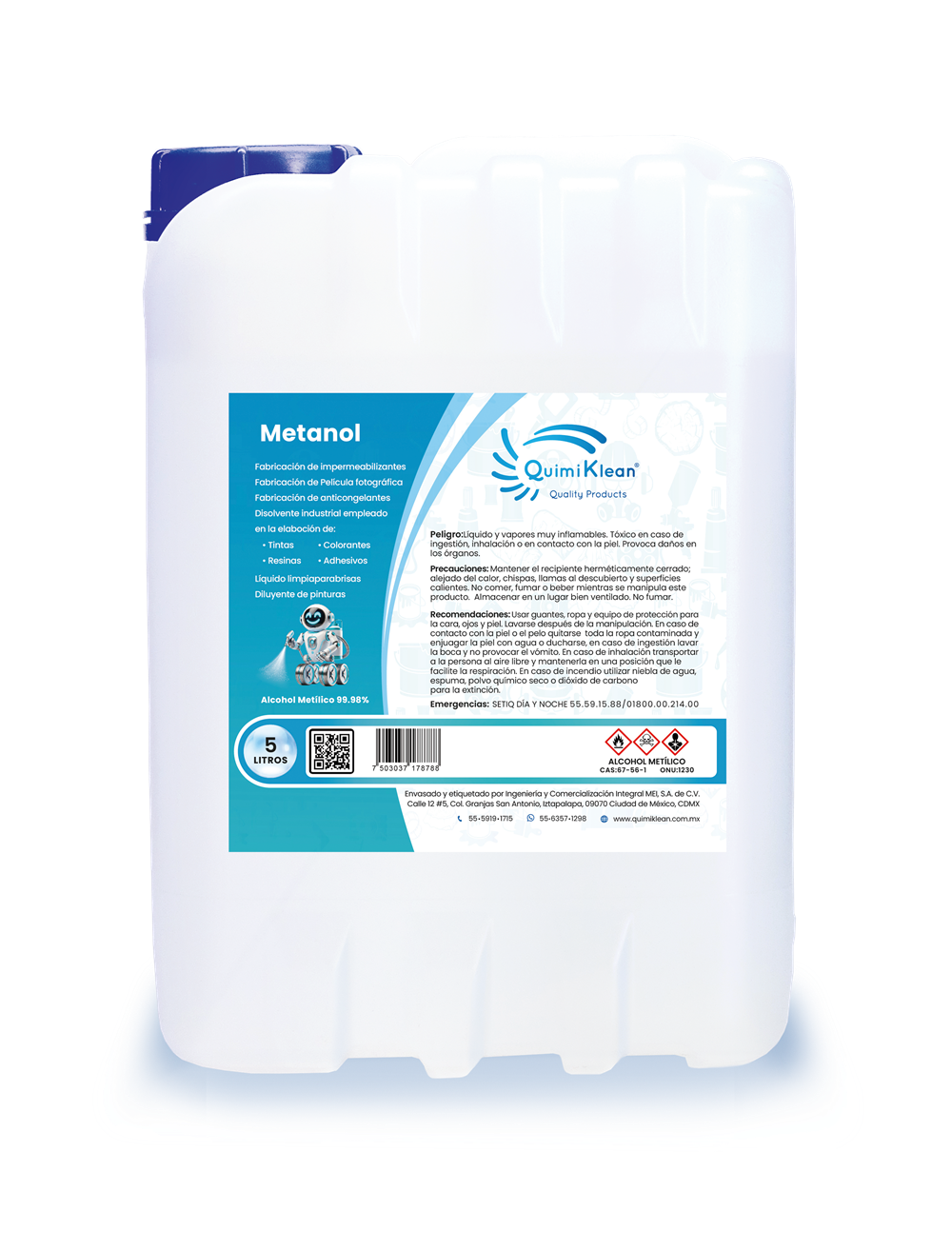 Alcohol metílico 5 litros